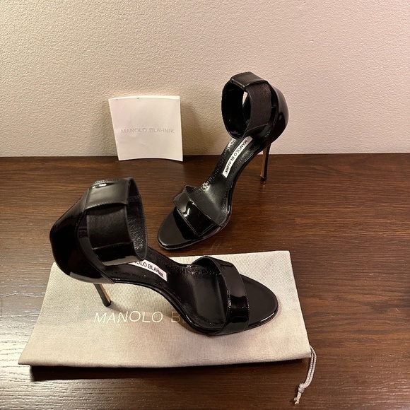 Manolo Blahnik "Chaos" Leather Ankle-Strap High-Heel Sandals - Picture 3 of 6